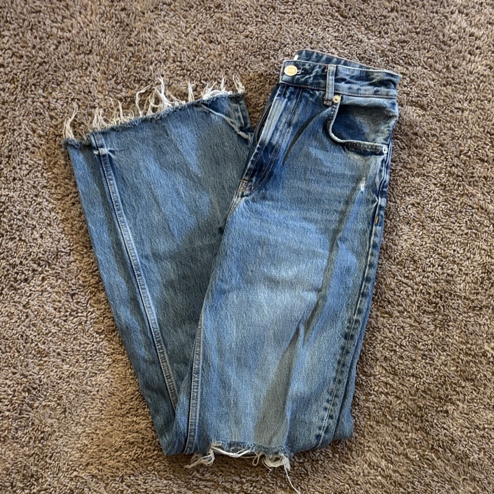 Zara Distressed Blue Denim Jeans